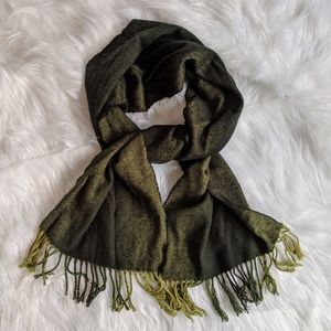 Green and Black Ombre Fringed Scarf